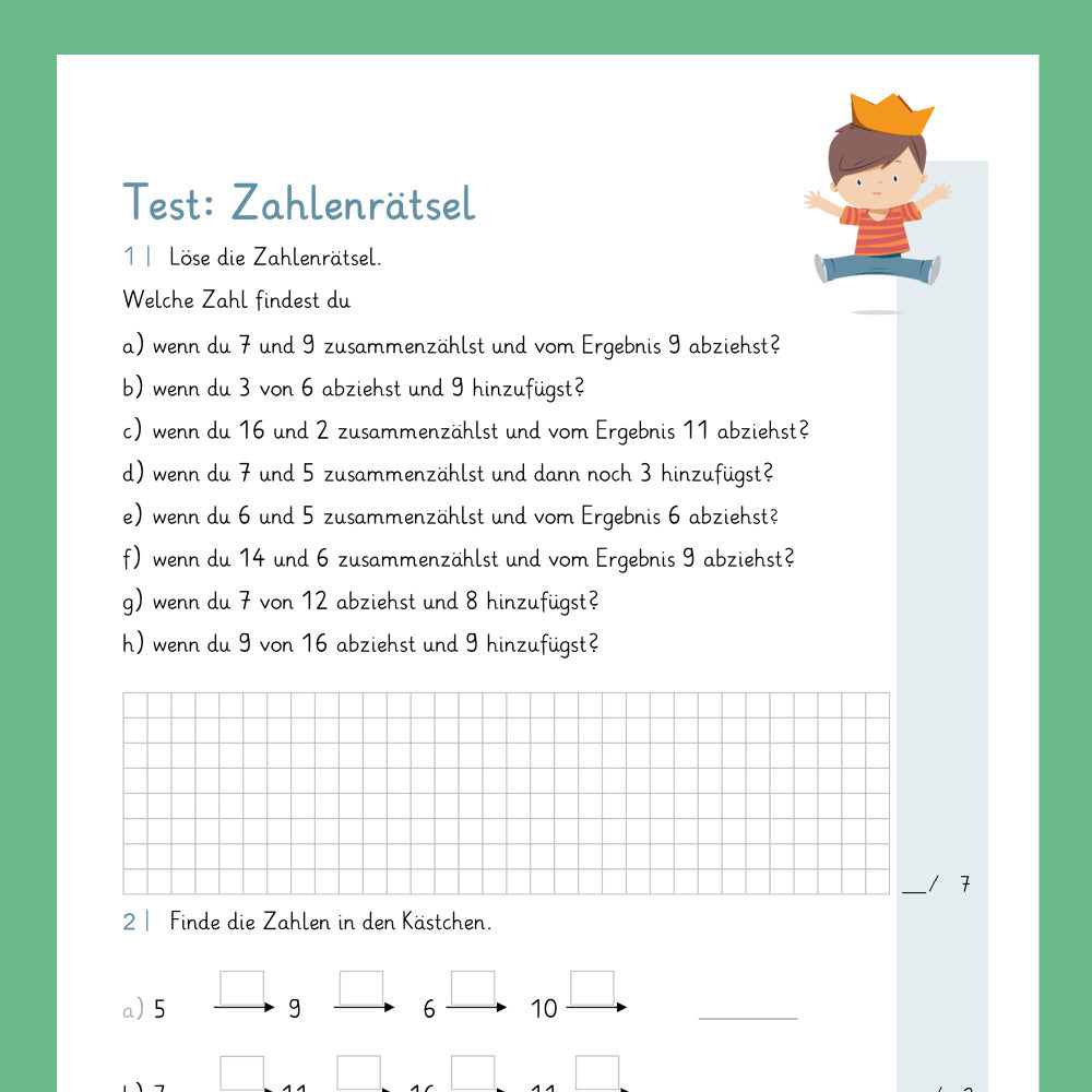 Königspaket: Zahlenrätsel (Mathe, 1. Klasse) - inklusive Test