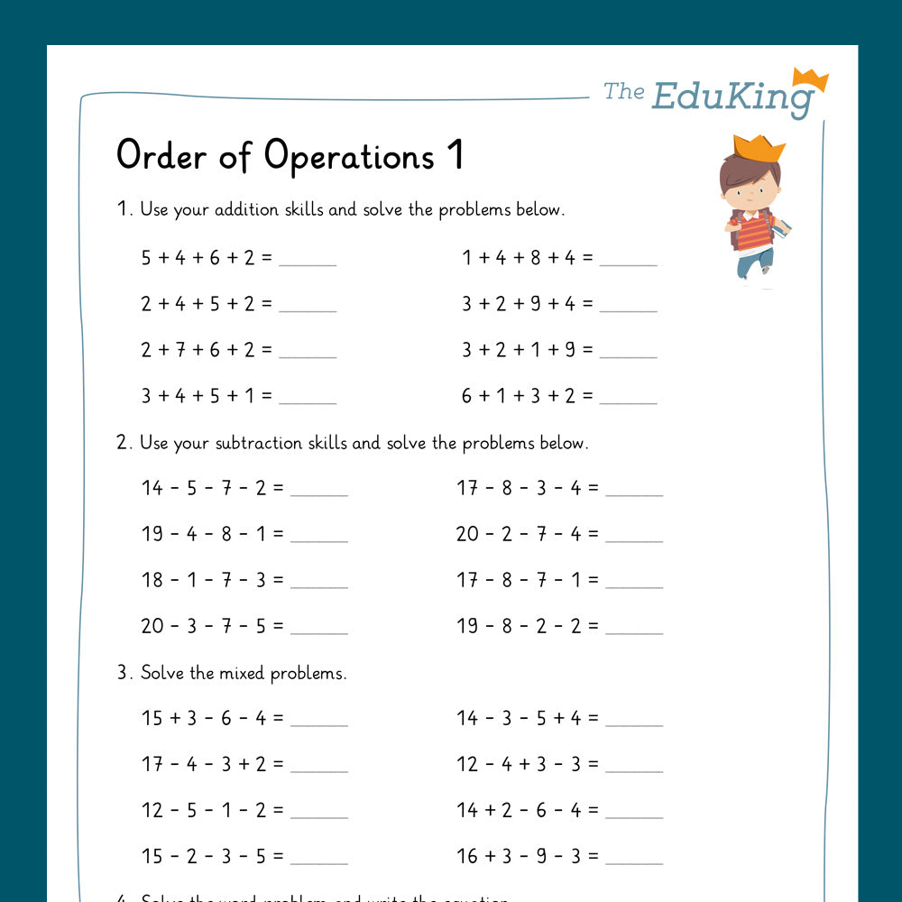 Master Bundle: Order of Operations (Math, Grade 1) - including a Test