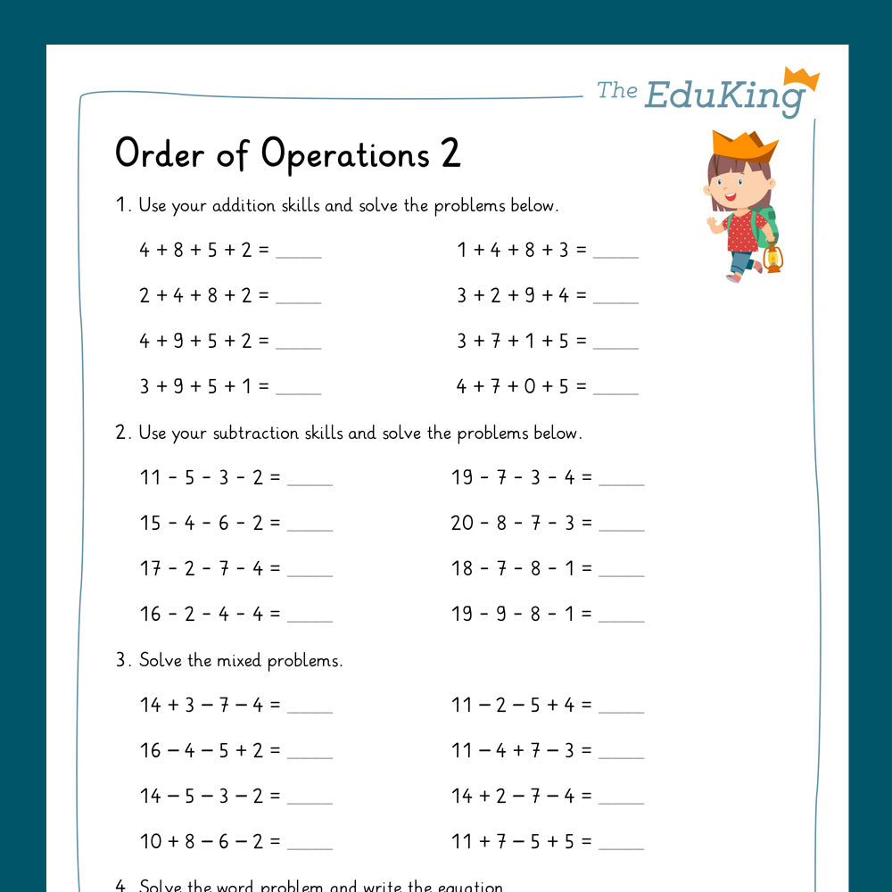 Master Bundle: Order of Operations (Math, Grade 1) - including a Test