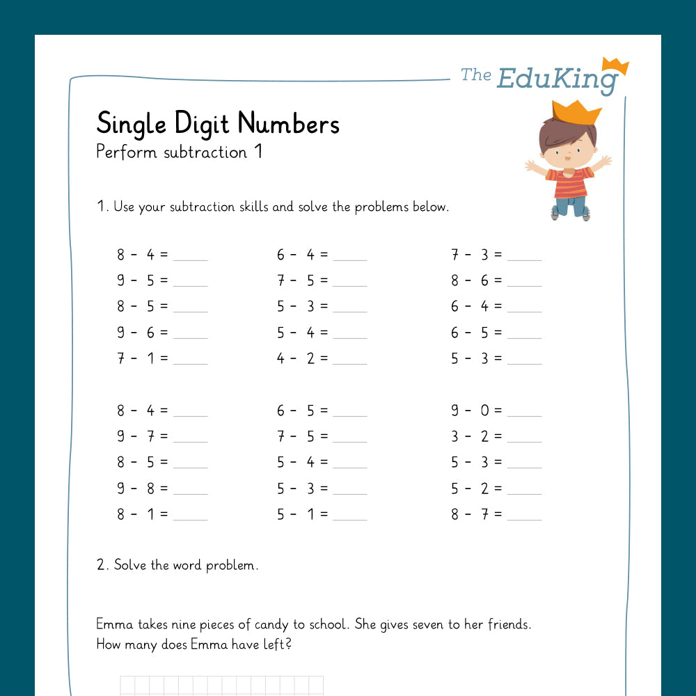Master Bundle: Subtraction with Single-Digit Numbers