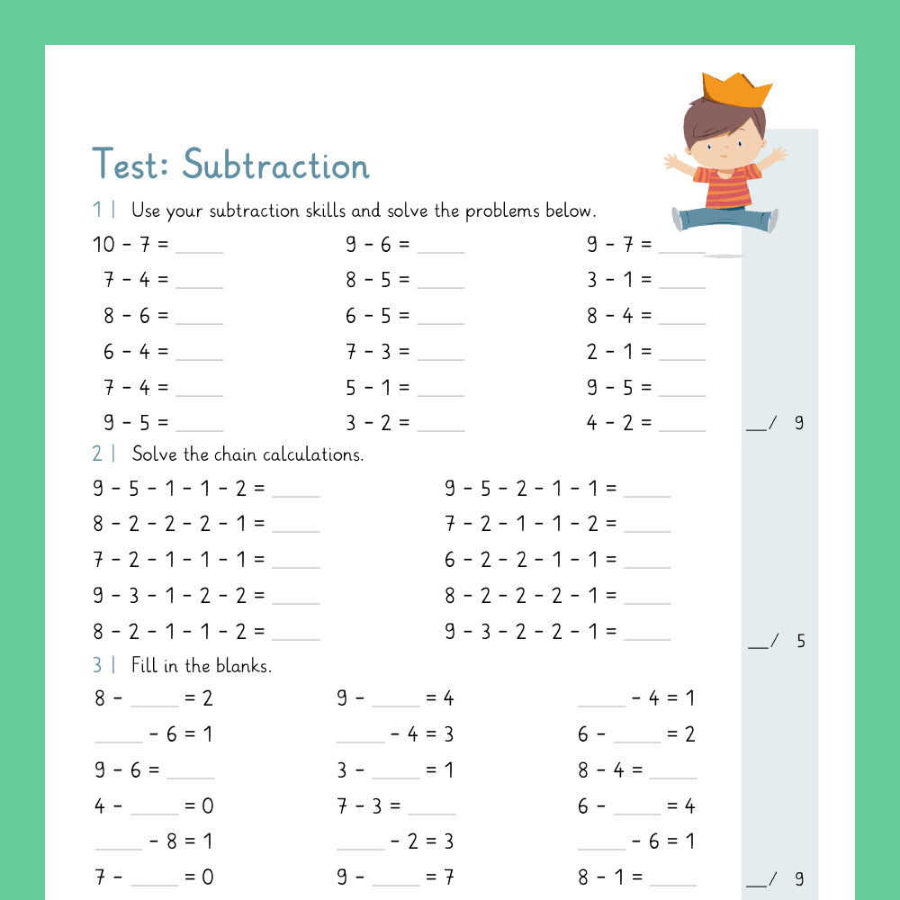 Master Bundle: Subtraction with Single-Digit Numbers
