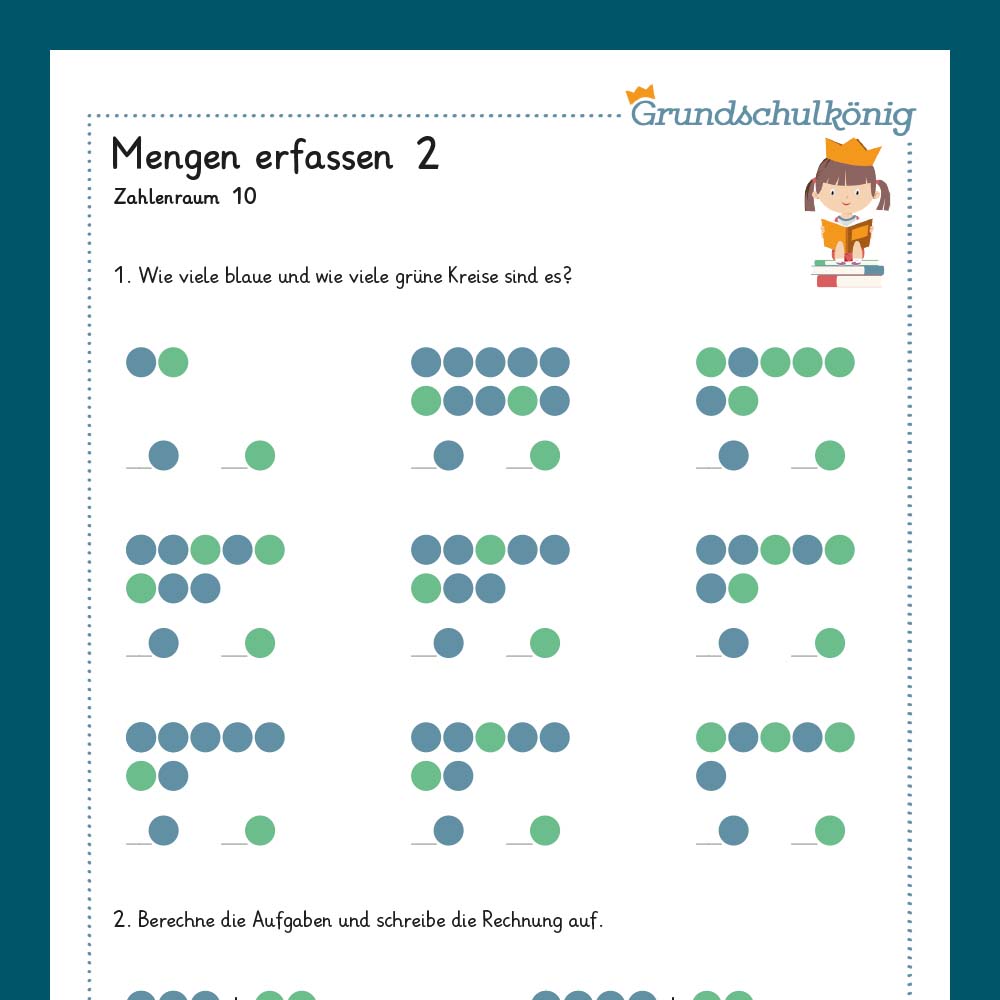 Königspaket: Mengen erfassen im Zahlenraum 10 (Mathe, 1. Klasse) - inklusive Test
