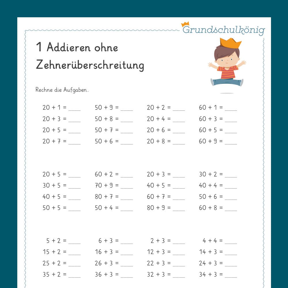 Mathe, 2. Klasse: Wiederholung des Jahresstoffs 1