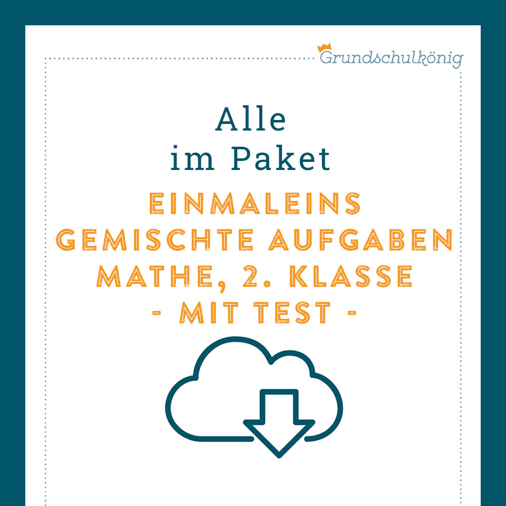 Königspaket: Gemischte Aufgaben im 1x1 (Mathe, 2. Klasse) - inklusive Test