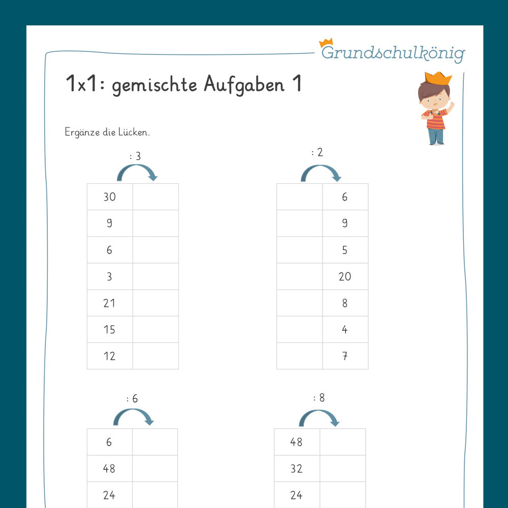 Königspaket: Gemischte Aufgaben im 1x1 - Teil 4 (Mathe, 2. Klasse) - inklusive Test