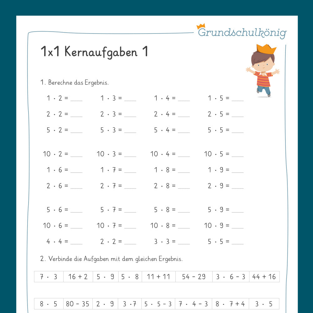 Königspaket: Kernaufgaben im 1x1 (Mathe, 2. Klasse) - inklusive Test
