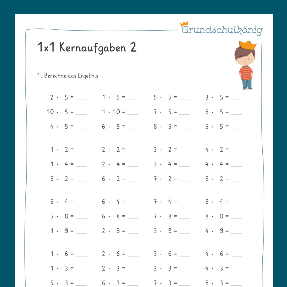Königspaket: Kernaufgaben im 1x1 (Mathe, 2. Klasse) - inklusive Test