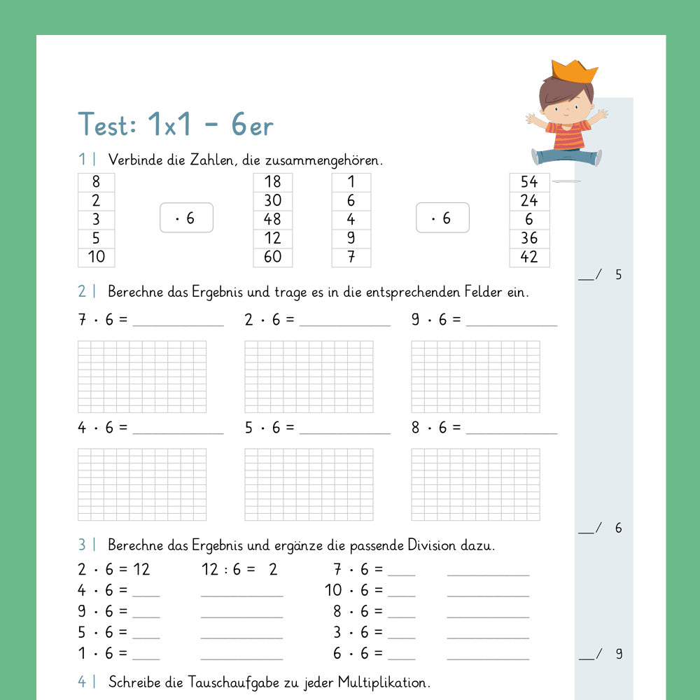 Königspaket: 6er 1x1 (Mathe, 2. Klasse) - inklusive Test