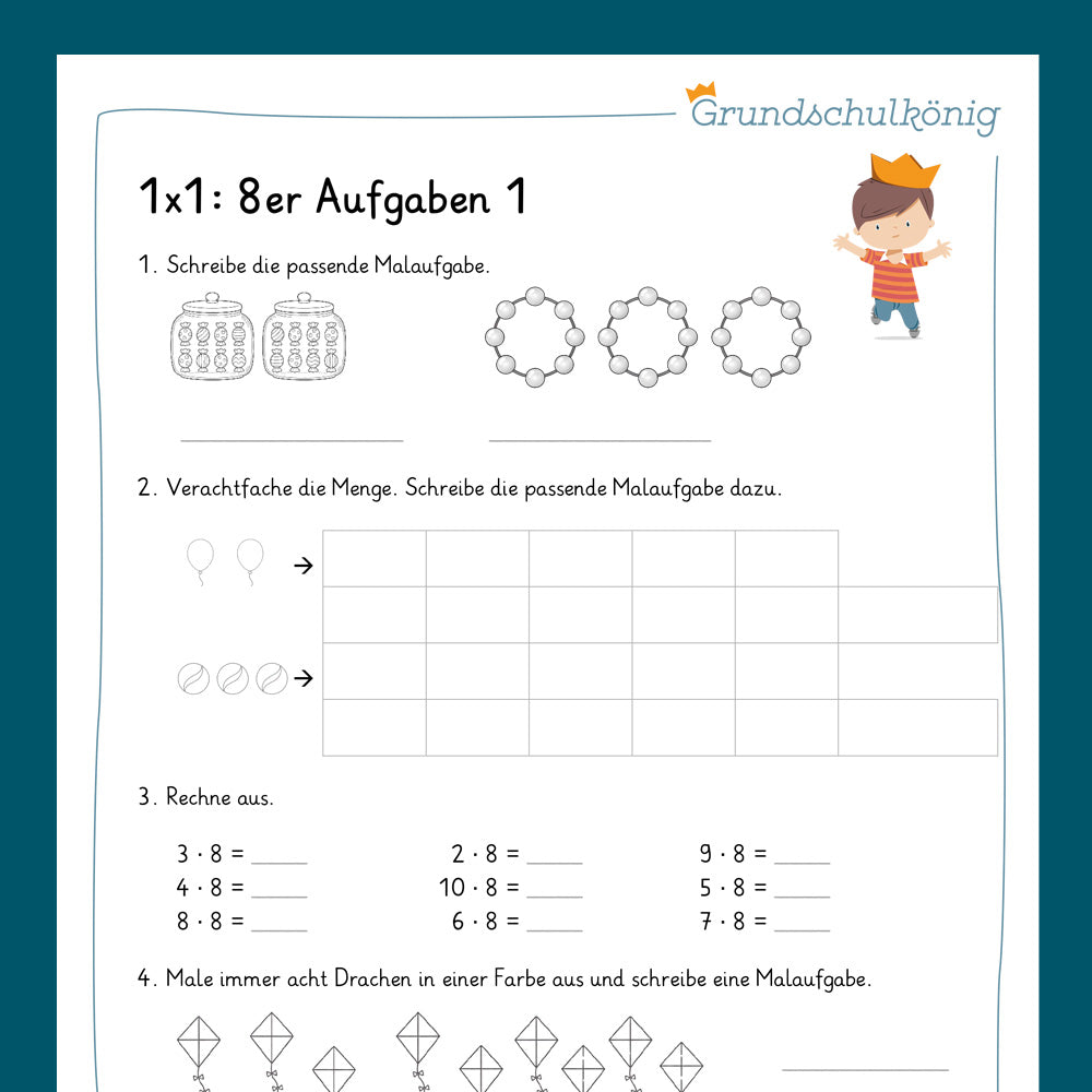 Königspaket: 8er 1x1 (Mathe, 2. Klasse) - inklusive Test