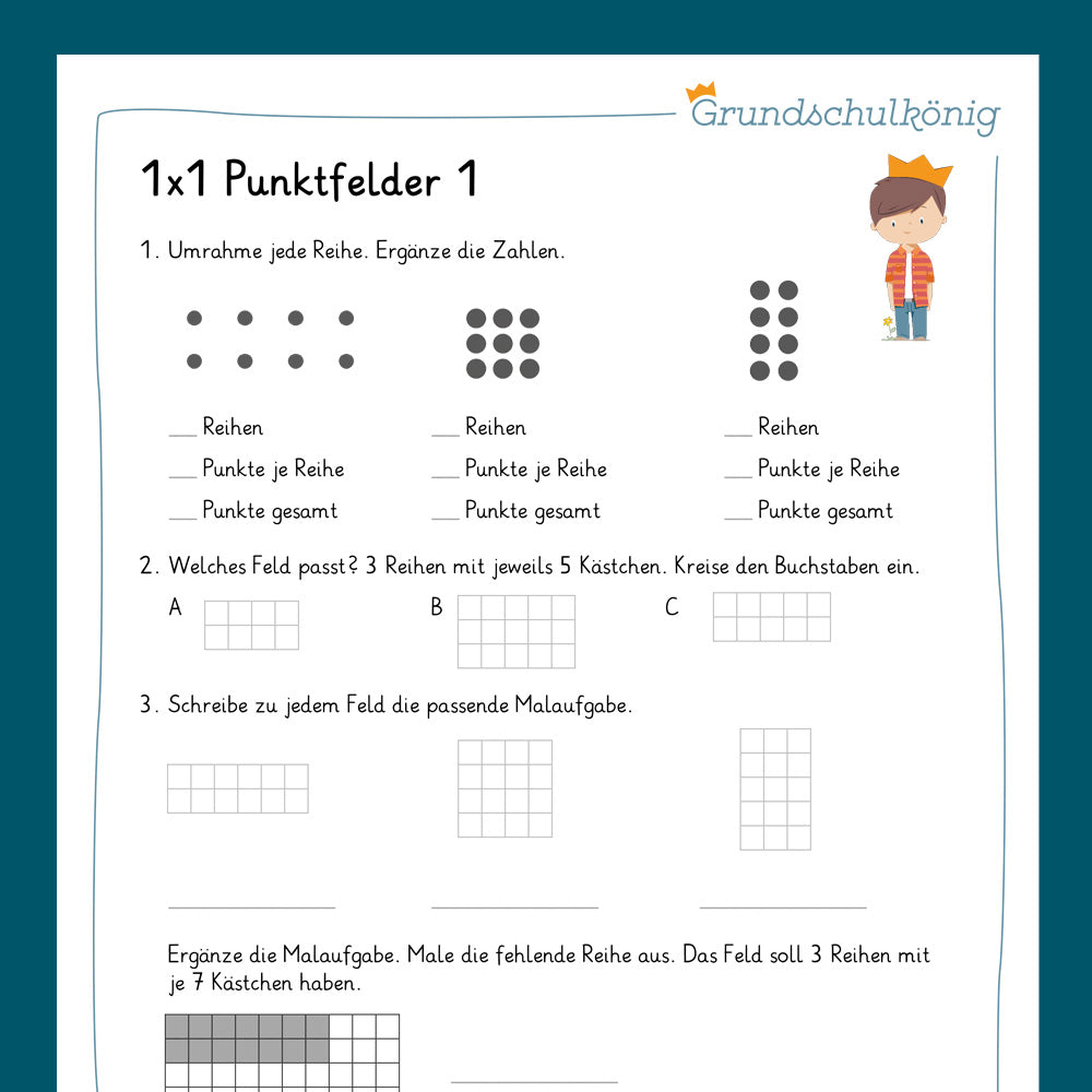 Königspaket: Punktefelder markieren (Mathe, 2. Klasse) - inklusive Test