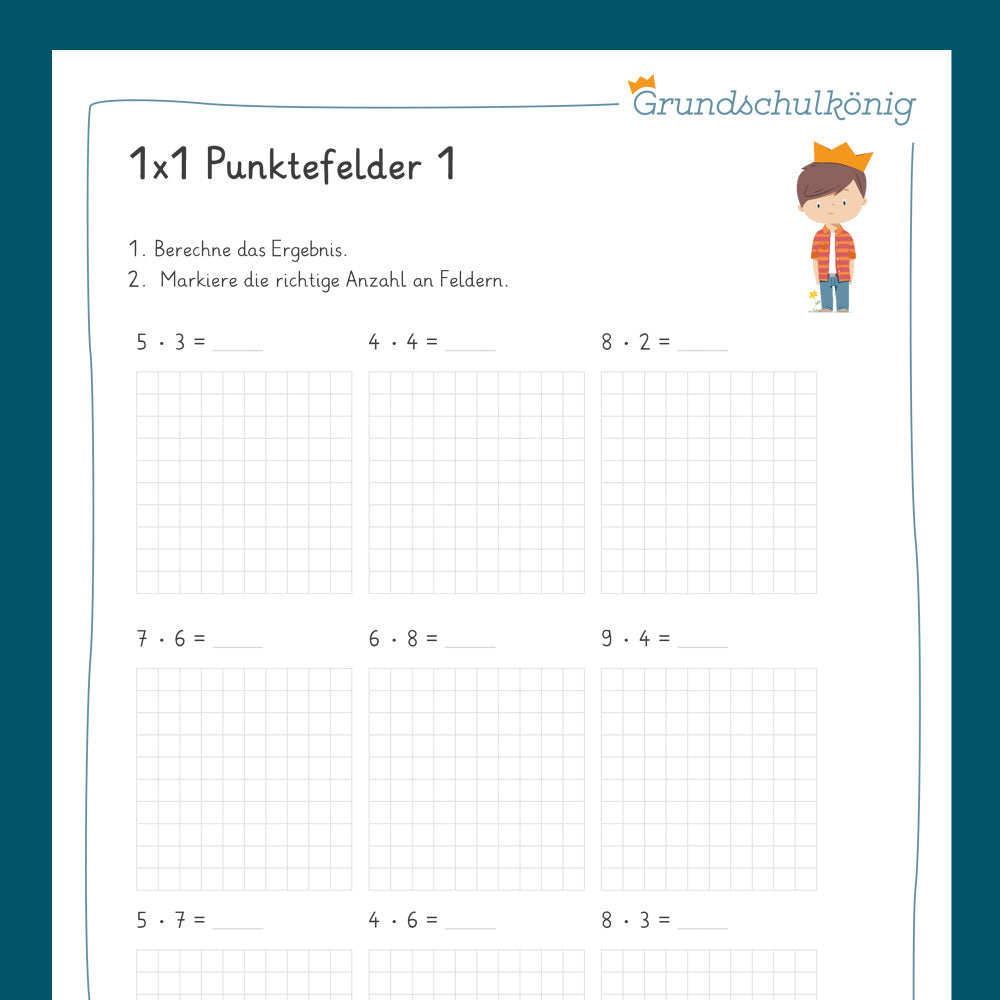 Königspaket: Punktefelder markieren (Mathe, 2. Klasse) - inklusive Test