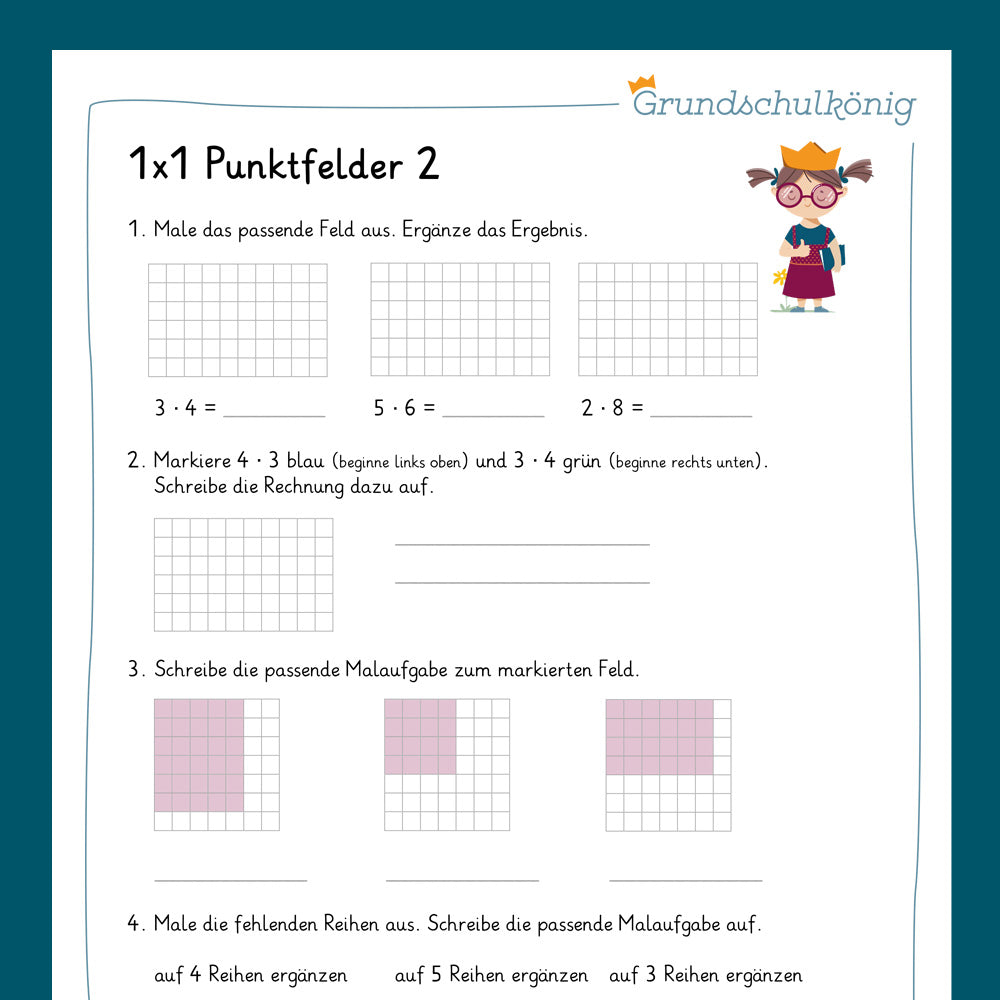 Königspaket: Punktefelder markieren (Mathe, 2. Klasse) - inklusive Test