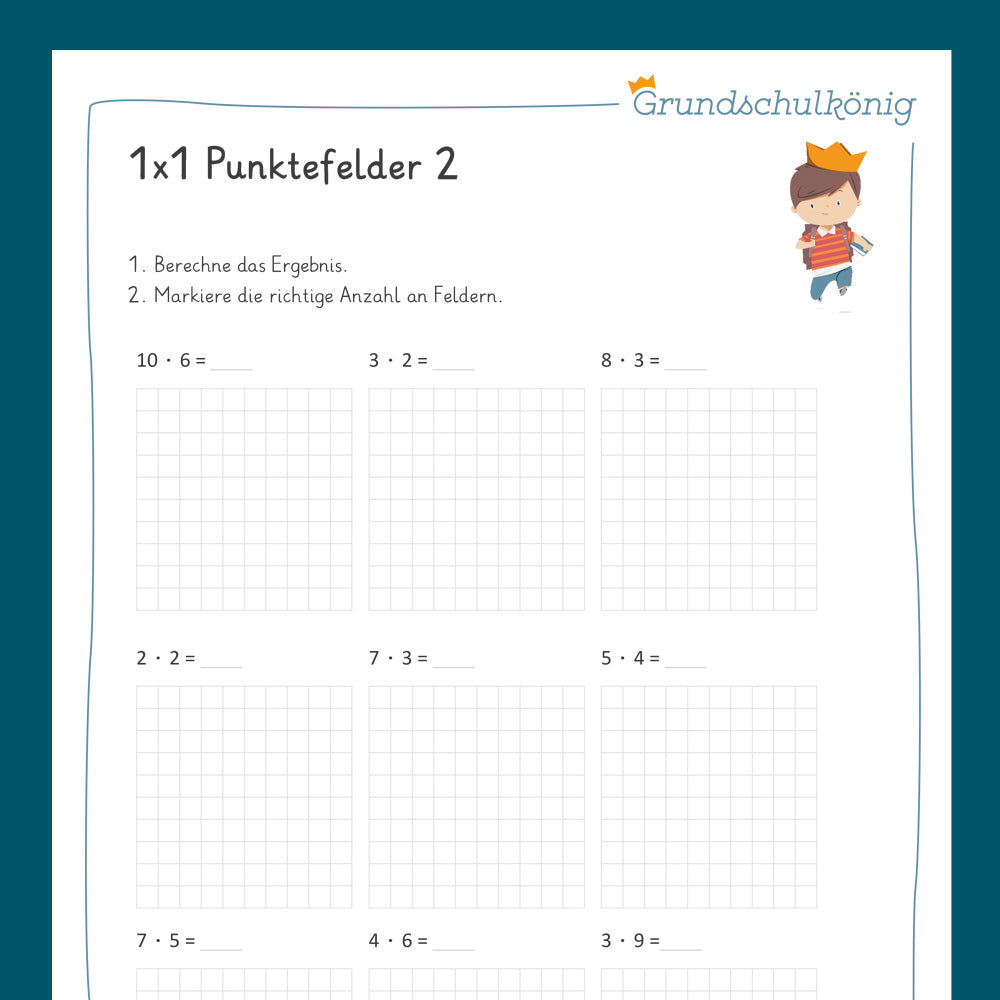 Königspaket: Punktefelder markieren (Mathe, 2. Klasse) - inklusive Test