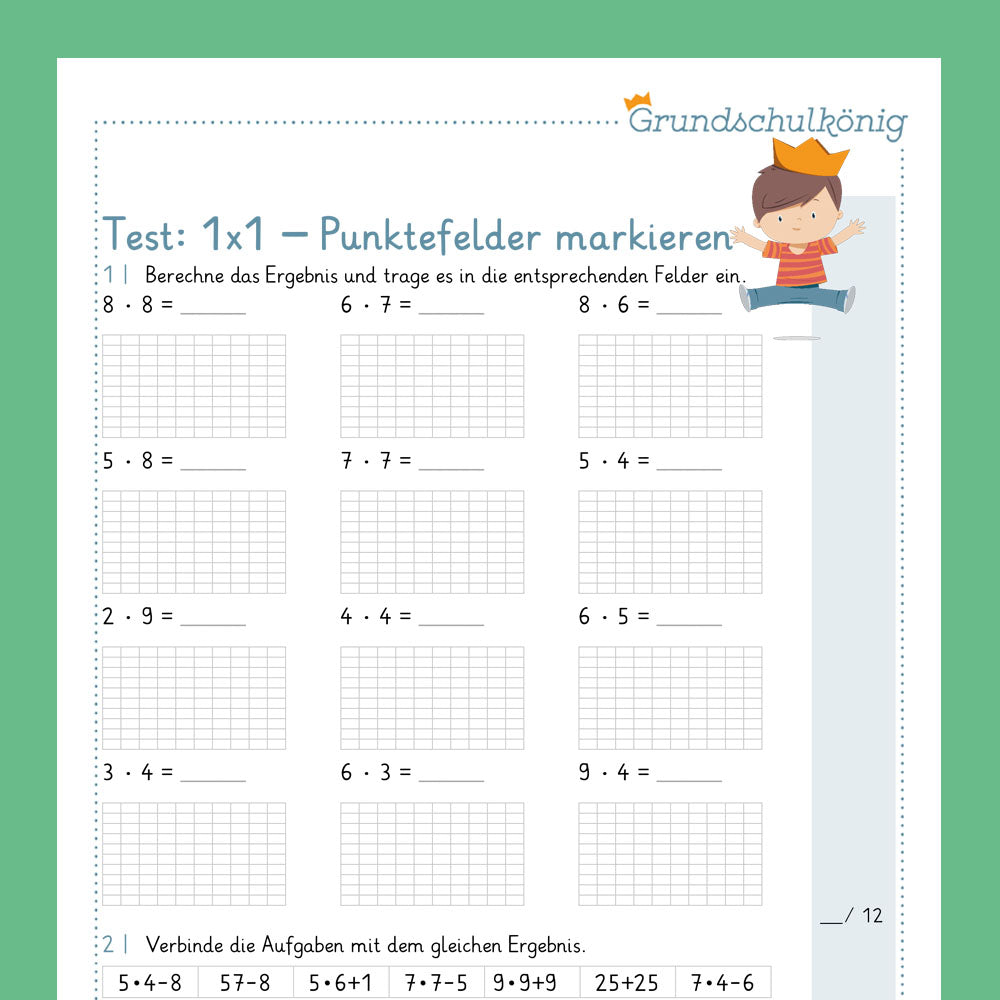 Königspaket: Punktefelder markieren (Mathe, 2. Klasse) - inklusive Test