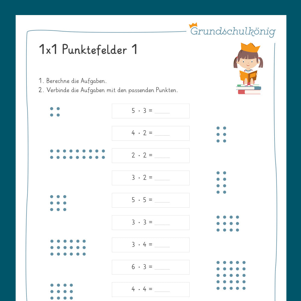 Königspaket: Punktefelder verbinden (Mathe, 2. Klasse) - inklusive Test
