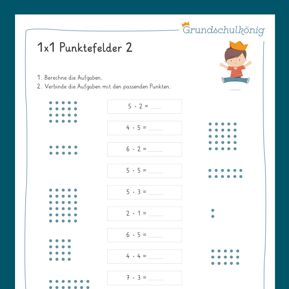 Königspaket: Punktefelder verbinden (Mathe, 2. Klasse) - inklusive Test