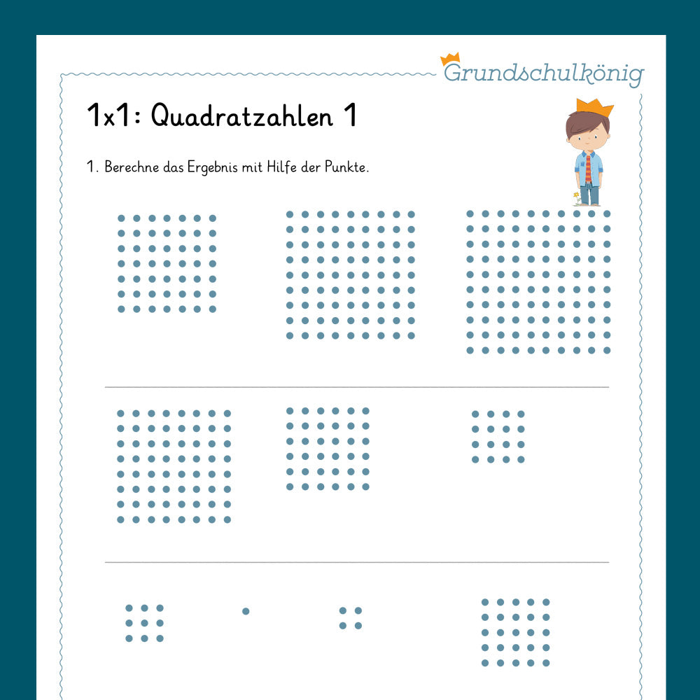 Königspaket: Quadratzahlen im 1x1 (Mathe, 2. Klasse) - inklusive Test