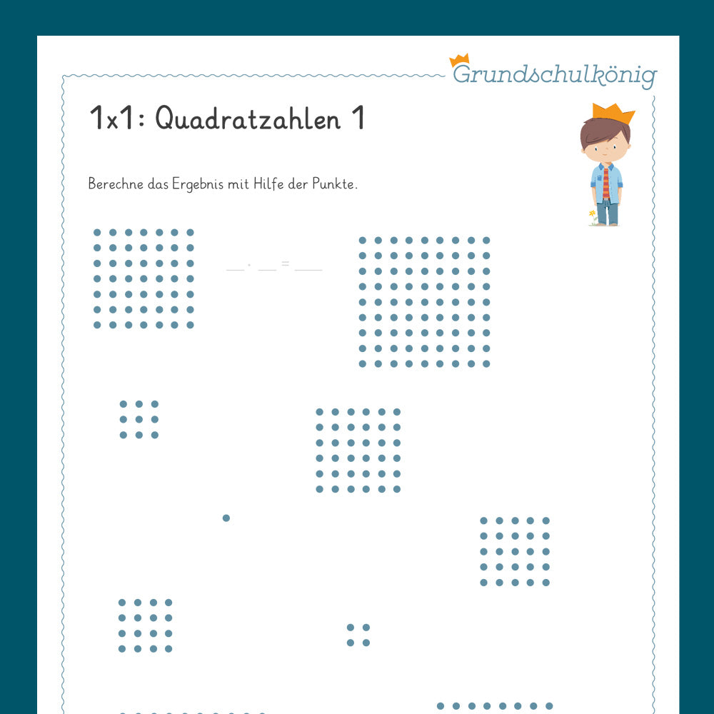 Königspaket: Quadratzahlen im 1x1 (Mathe, 2. Klasse) - inklusive Test