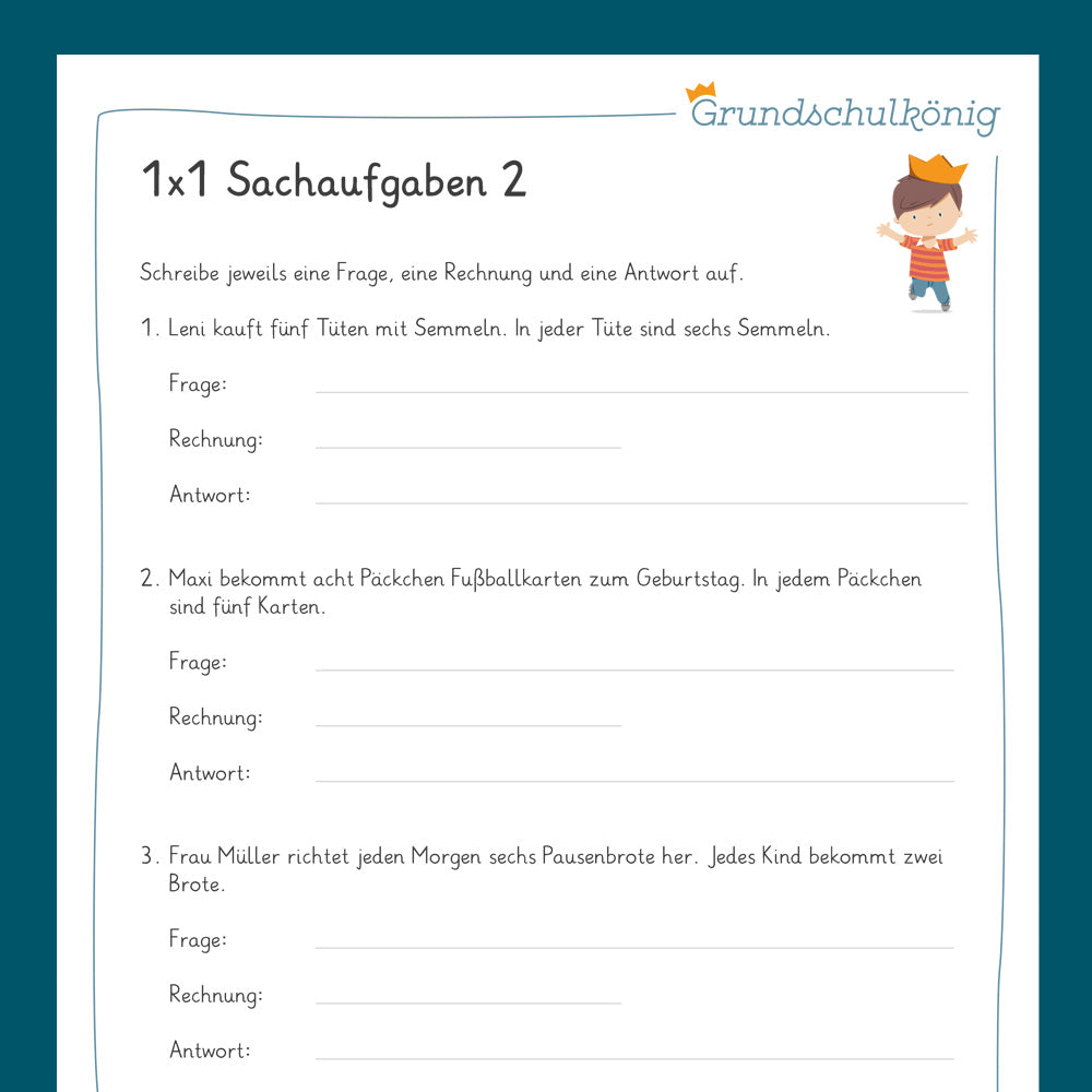 Königspaket: Sach- & Textaufgaben im 1x1 (Mathe, 2. Klasse) - inklusive Test