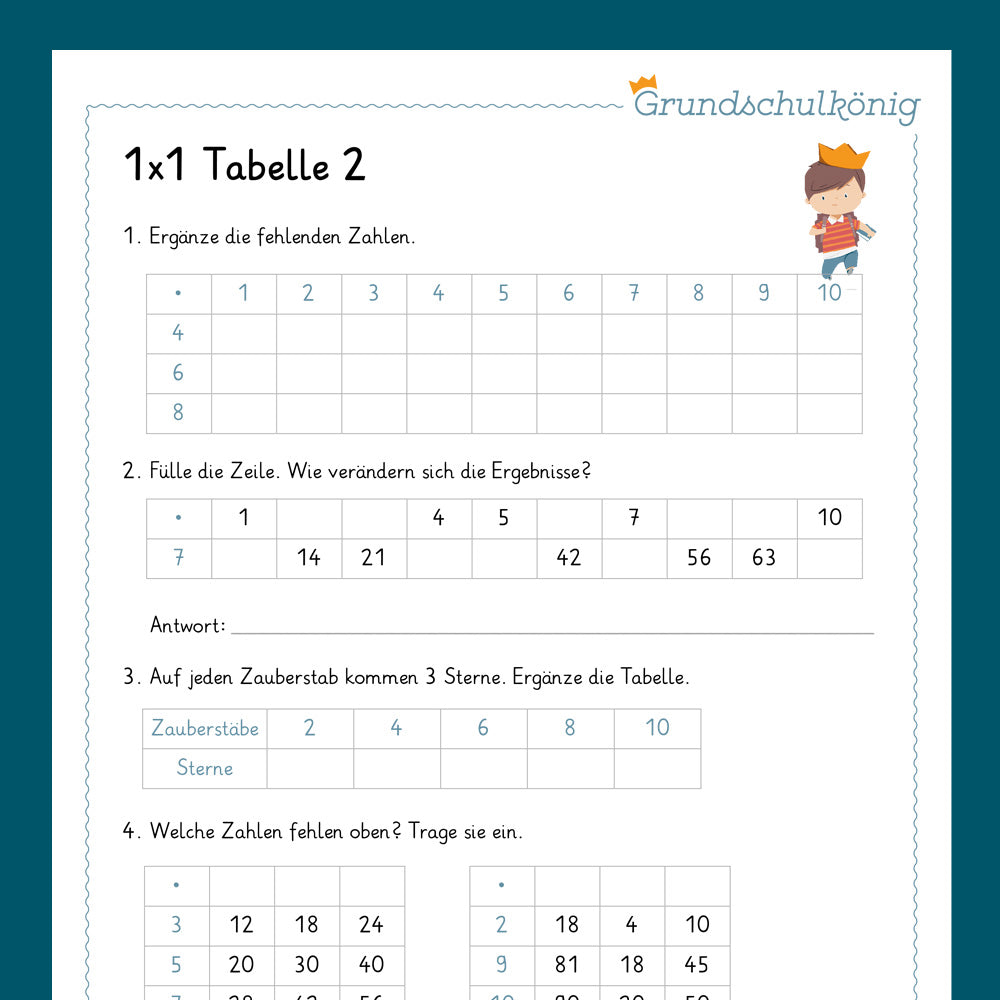 Königspaket: Tabellen im 1x1 (Mathe, 2. Klasse) - inklusive Test