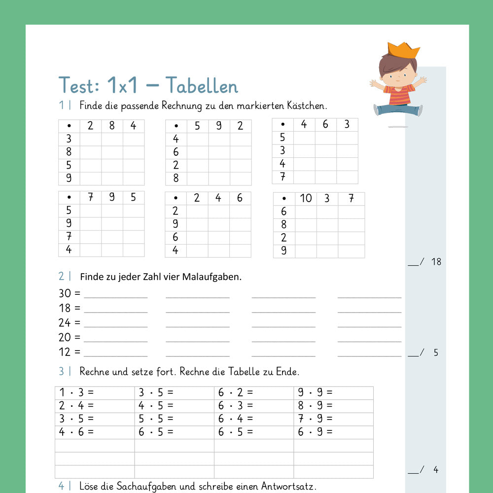 Königspaket: Tabellen im 1x1 (Mathe, 2. Klasse) - inklusive Test