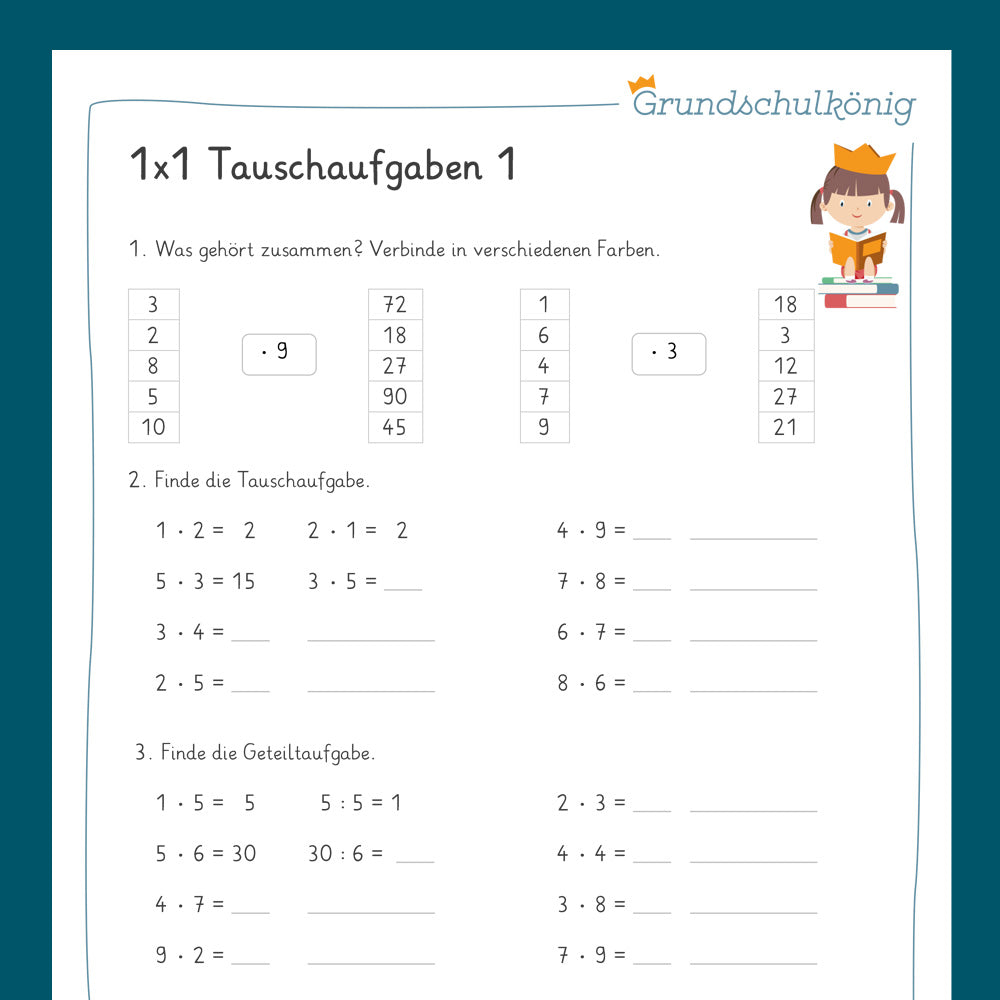 Königspaket: Tauschaufgaben im 1x1 (Mathe, 2. Klasse) - inklusive Test