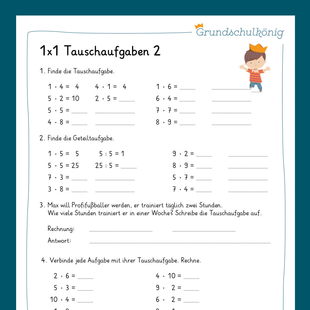 Königspaket: Tauschaufgaben im 1x1 (Mathe, 2. Klasse) - inklusive Test