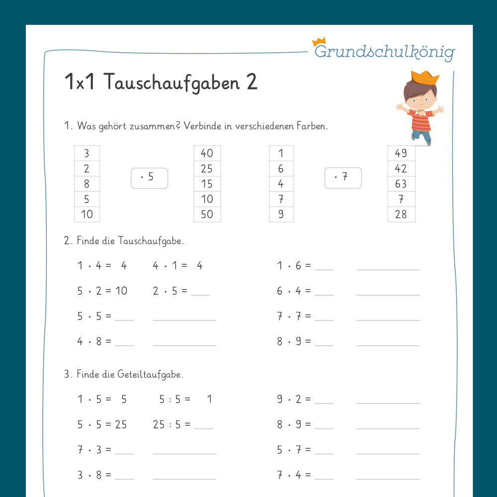 Königspaket: Tauschaufgaben im 1x1 (Mathe, 2. Klasse) - inklusive Test