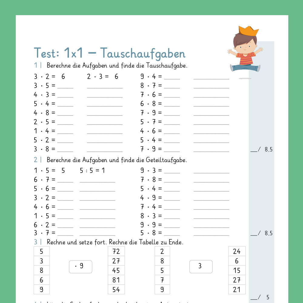 Königspaket: Tauschaufgaben im 1x1 (Mathe, 2. Klasse) - inklusive Test