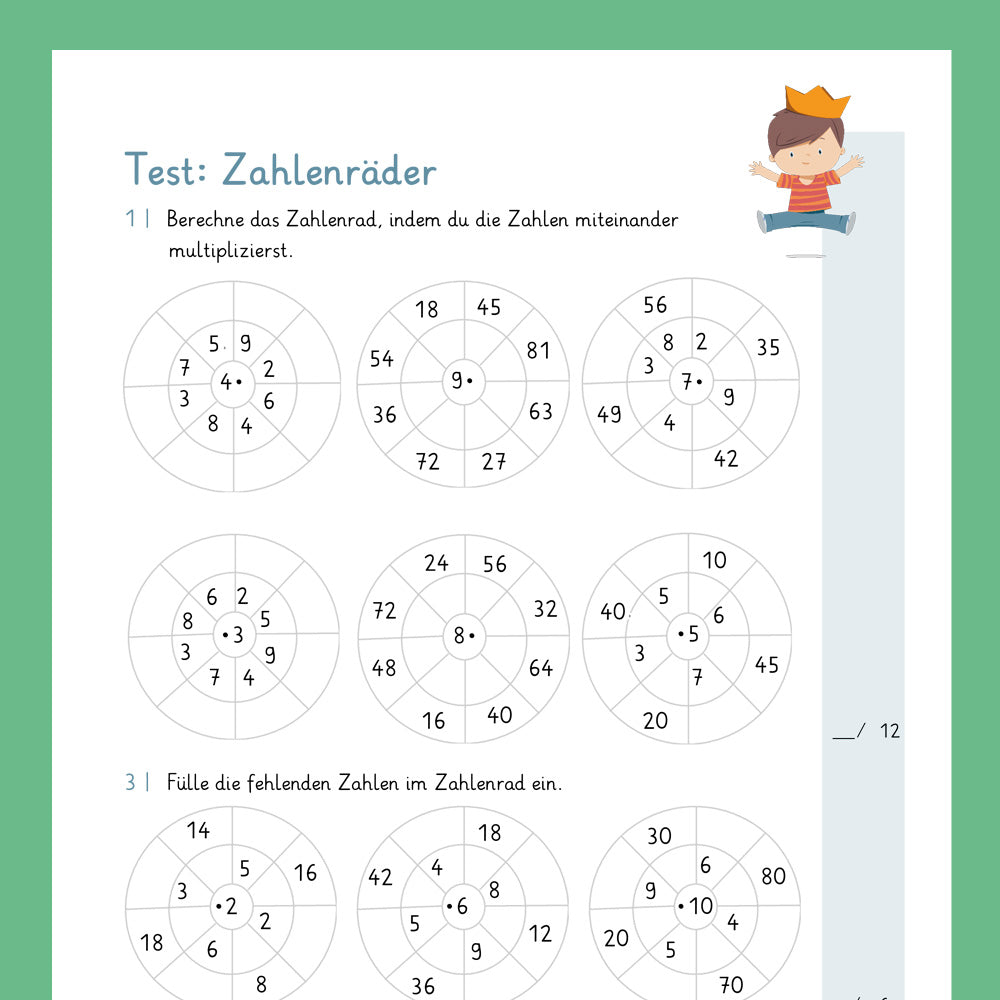 Königspaket: Zahlenräder mit 1x1 (Mathe, 2. Klasse) - inklusive Test