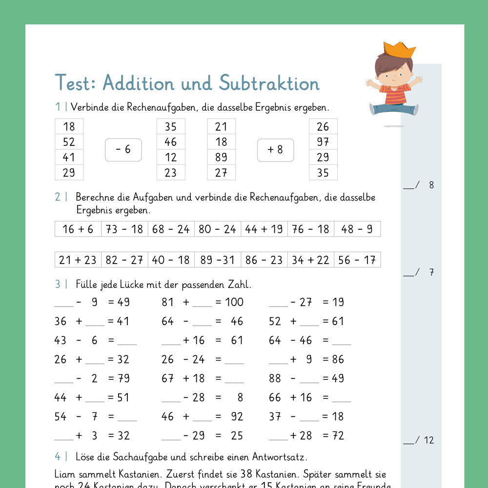 Königspaket: Addition & Subtraktion im Zahlenraum 100 (Mathe, 2. Klasse) - inklusive Test