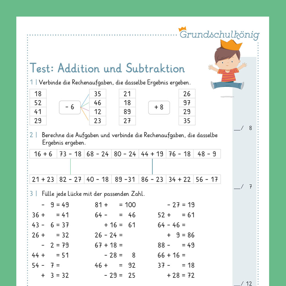 Königspaket: Addition & Subtraktion im Zahlenraum 100 (Mathe, 2. Klasse) - inklusive Test