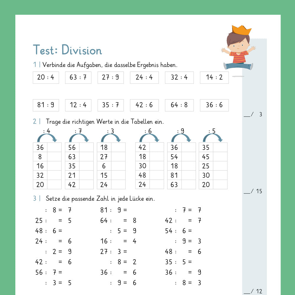Königspaket: Division im Zahlenraum 100 (Mathe, 2. Klasse) - inklusive Test