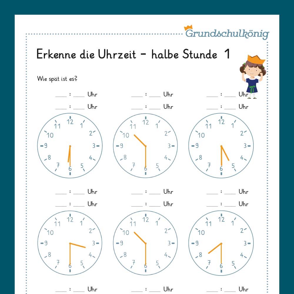 Königspaket: Uhrzeiten erkennen (Mathe, 2. Klasse) - inklusive Test