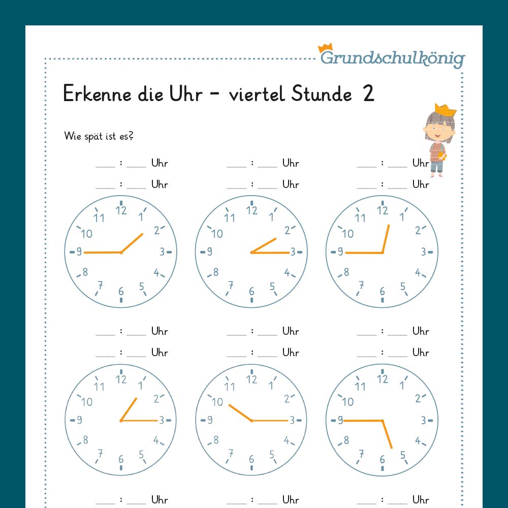 Königspaket: Uhrzeiten erkennen (Mathe, 2. Klasse) - inklusive Test