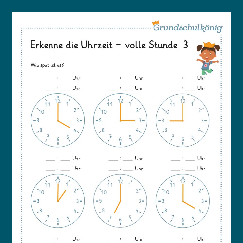 Königspaket: Uhrzeiten erkennen (Mathe, 2. Klasse) - inklusive Test