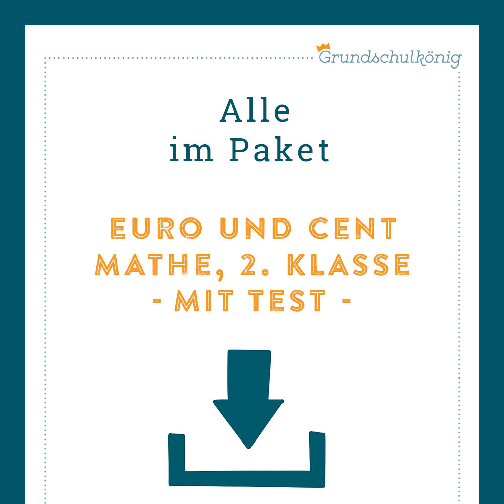 Königspaket: Euro und Cent (Mathe, 2. Klasse) - inklusive Test