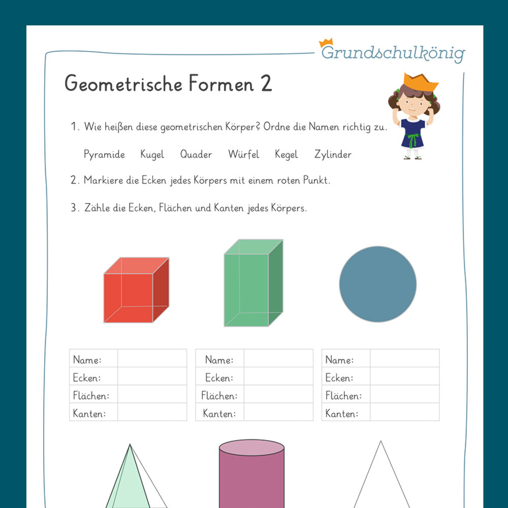 Königspaket: Formen und Körper (Mathe, 2. Klasse) - inklusive Test