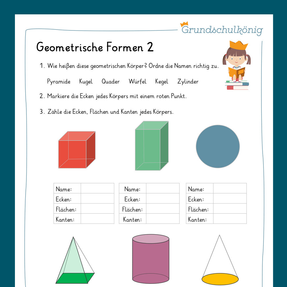 Königspaket: Formen und Körper (Mathe, 2. Klasse) - inklusive Test