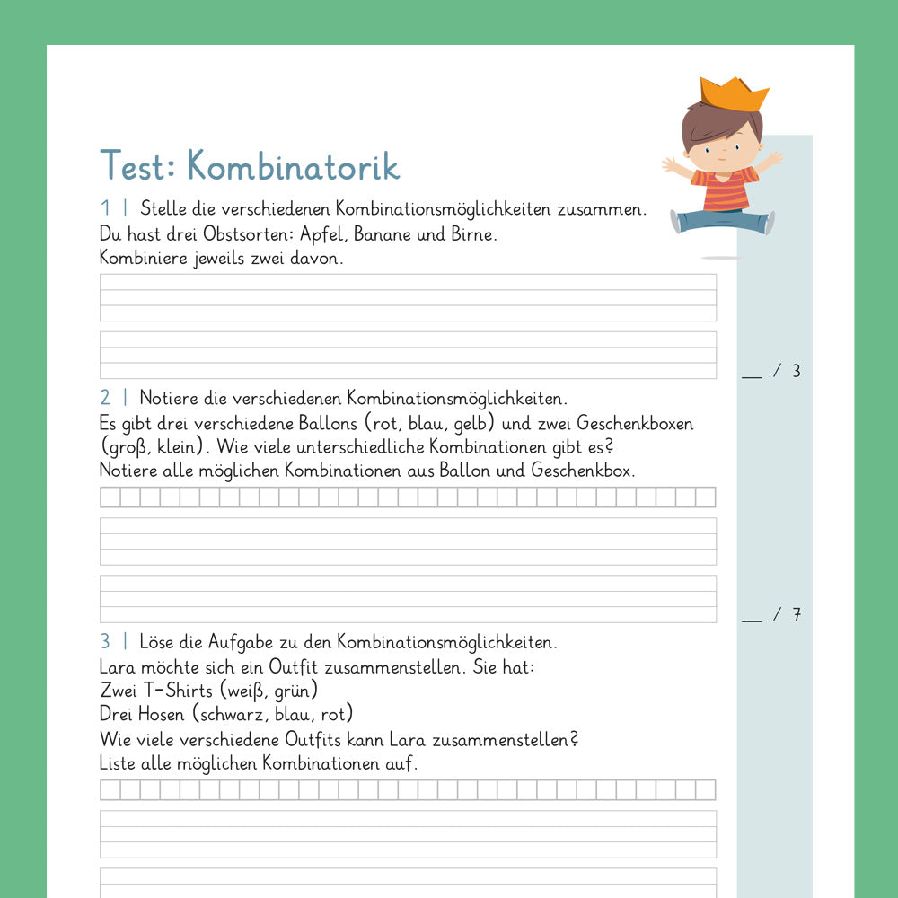 Königspaket: Kombinatorik (Mathe, 2. Klasse) - inklusive Test