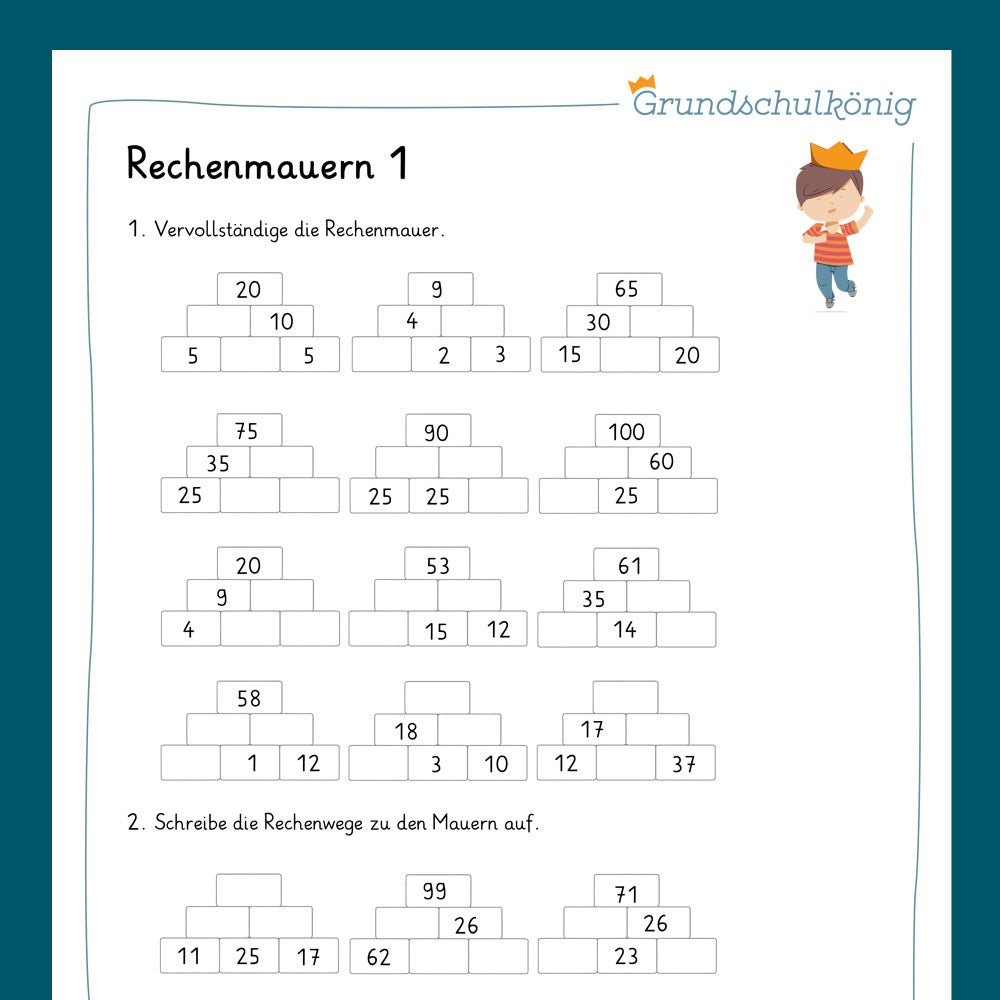 Königspaket: Rechenmauern (Mathe, 2. Klasse) - inklusive Test