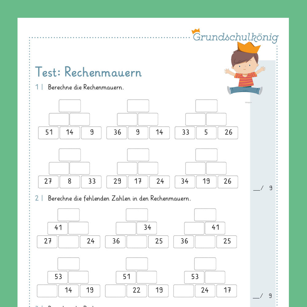 Königspaket: Rechenmauern (Mathe, 2. Klasse) - inklusive Test