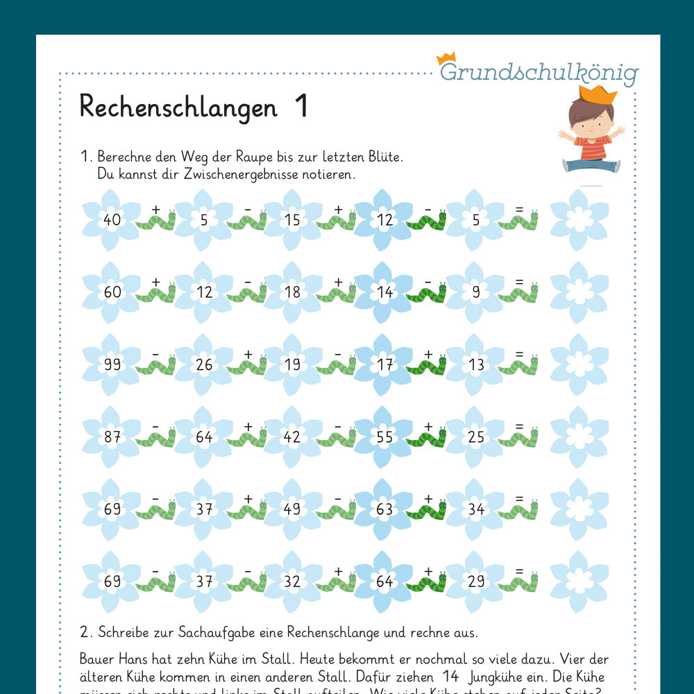 Königspaket: Rechenschlangen (Mathe, 2. Klasse) - inklusive Test