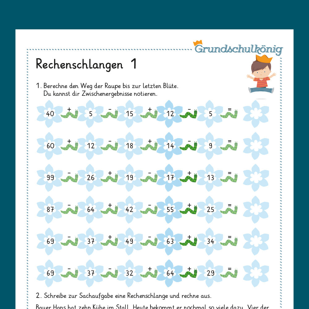 Königspaket: Rechenschlangen (Mathe, 2. Klasse) - inklusive Test