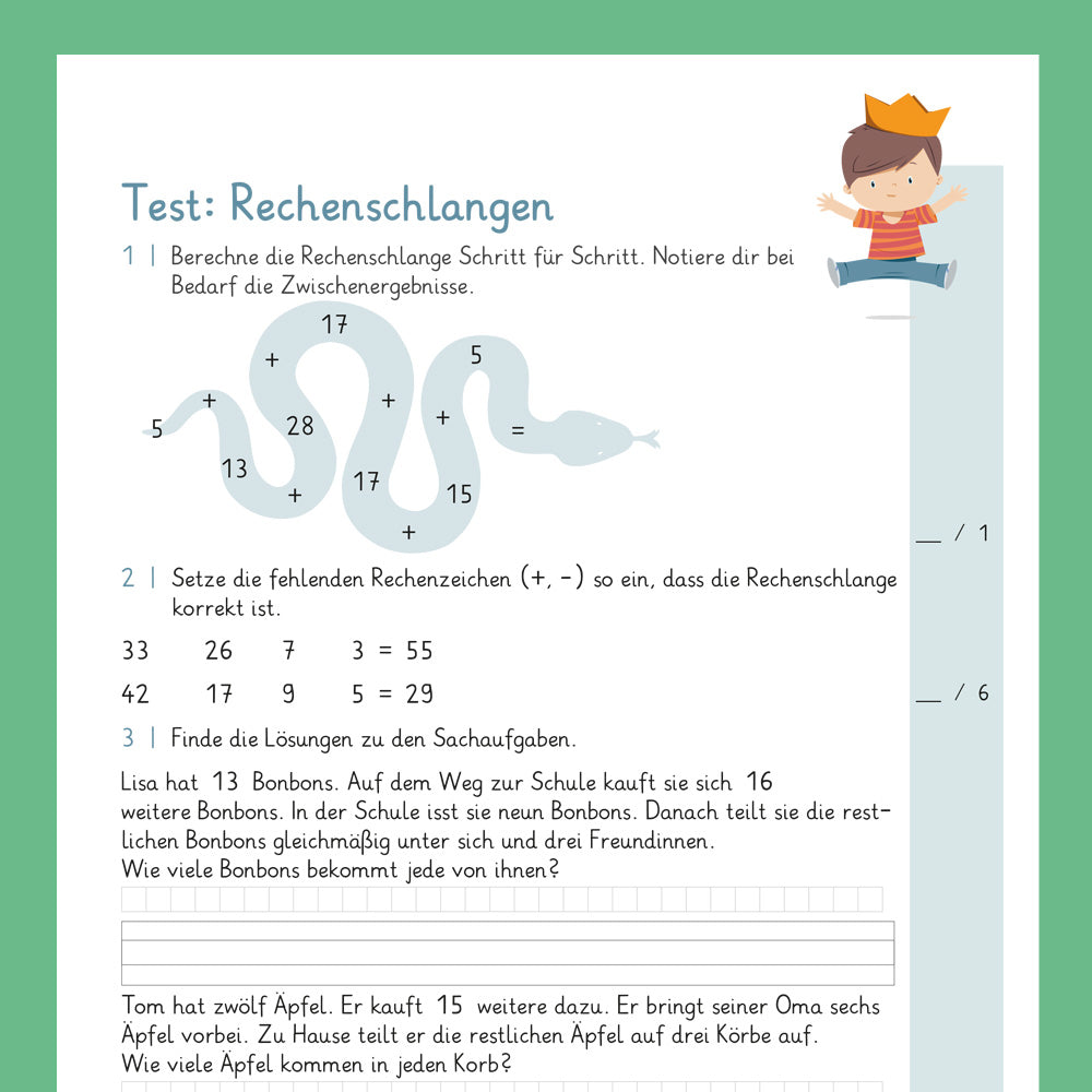 Königspaket: Rechenschlangen (Mathe, 2. Klasse) - inklusive Test
