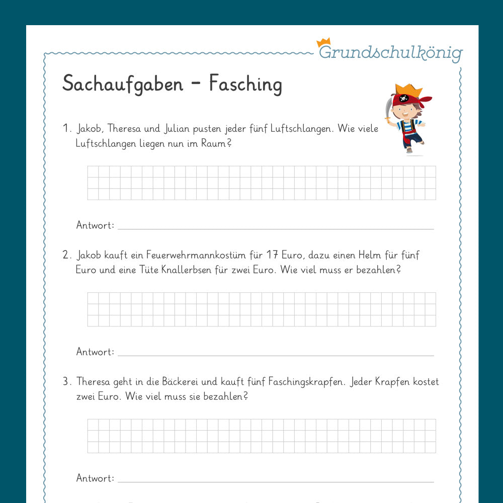 Königspaket: Sachaufgaben - verschiedene Themen (Mathe, 2. Klasse)