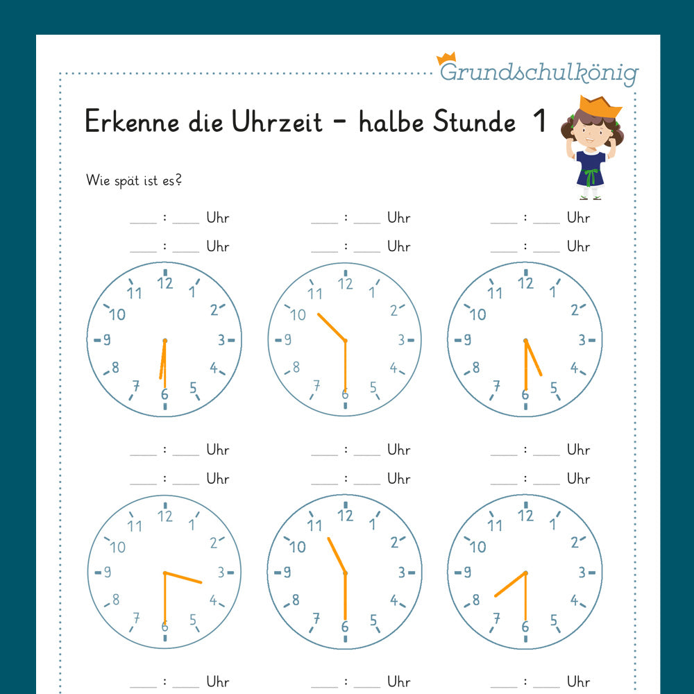 Königspaket: Uhrzeiten erkennen (Mathe, 2. Klasse) - inklusive Test