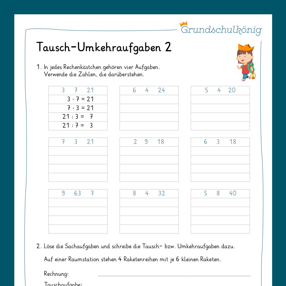 Königspaket: Umkehr- & Tauschaufgaben (Mathe, 2. Klasse) - inklusive Test