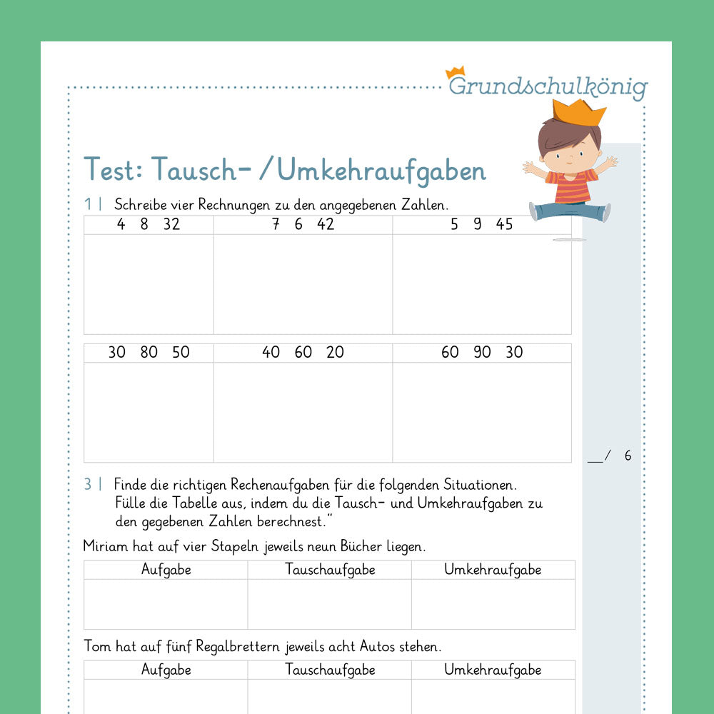 Königspaket: Tausch- & Umkehraufgaben (Mathe, 2. Klasse) - inklusive Test