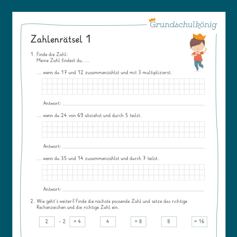 Königspaket: Zahlenrätsel (Mathe, 2. Klasse) - inklusive Test